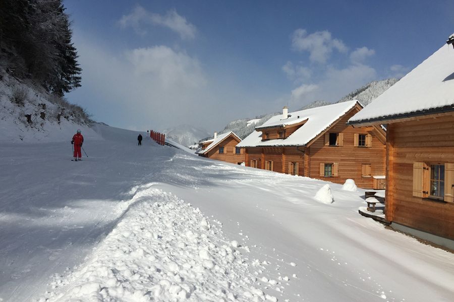 Von der Hütte auf die Piste in Schladming
